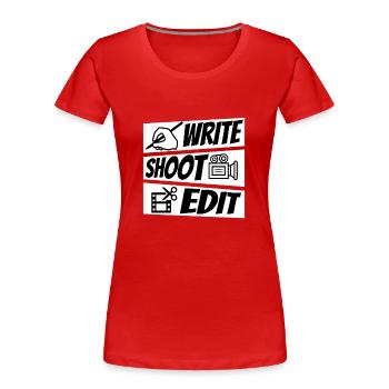 Write Shoot Edit Repeat - Frauen Premium Bio T-Shirt - Rot - Vorne - Mia (176cm)