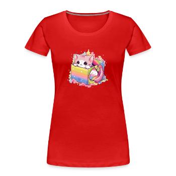mignon Kitty arc-en-ciel fierté LGBT transgenre chat jeu de mots - T-shirt bio Premium Femme - rouge - Devant - Mia (176cm)