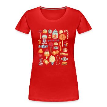 Süßigkeiten - Frauen Premium Bio T-Shirt - Rot - Vorne - Mia (176cm)