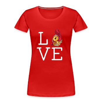 Lustiges Love Huhn Design mit witzigen Hühnern - Frauen Premium Bio T-Shirt - Rot - Vorne - Mia (176cm)