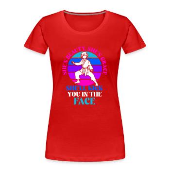 Sie ist Schönheit, sie ist Grace Karate Girl - Frauen Premium Bio T-Shirt - Rot - Vorne - Mia (176cm)