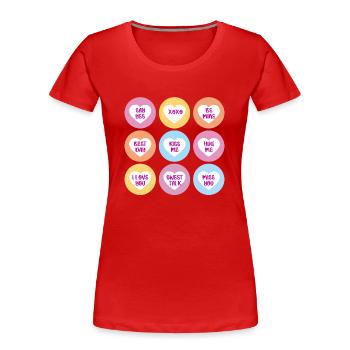 Say Yes No Maybe Options First Date - Women's Premium Organic T-Shirt - red - Front - Mia (176cm)