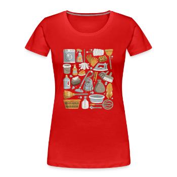 House cleaning - cleaning, mopping, cleaning - Women's Premium Organic T-Shirt - red - Front - Mia (176cm)