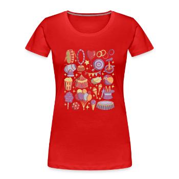 Cirque - Artistes, acrobates, chapiteau de cirque - T-shirt bio Premium Femme - rouge - Devant - Mia (176cm)