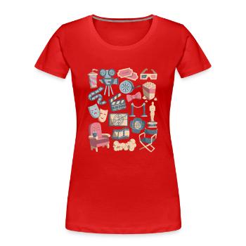 Cinema - Movies, Screen, Popcorn - Women's Premium Organic T-Shirt - red - Front - Mia (176cm)