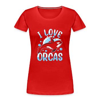 Ich Liebe Orcas Schützen Meer Orca Wal - Frauen Premium Bio T-Shirt - Rot - Vorne - Mia (176cm)