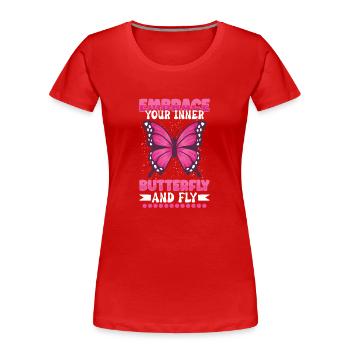 Insecte papillon monarque Monarque Habitat - T-shirt bio Premium Femme - rouge - Devant - Mia (176cm)