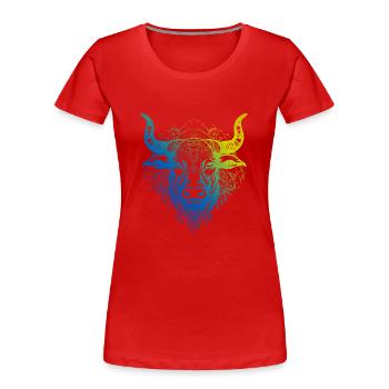 Bull Mandala Boho - Women's Premium Organic T-Shirt - red - Front - Mia (176cm)