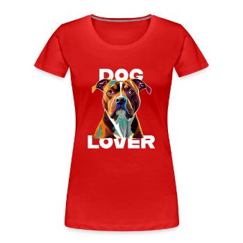 Dog Lover American Stafford - Frauen Premium Bio T-Shirt - Rot - Vorne - Mia (176cm)