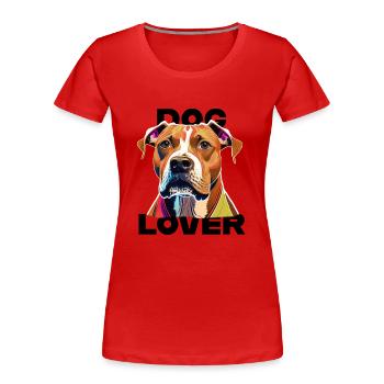Dog Lover American Stafford - Frauen Premium Bio T-Shirt - Rot - Vorne - Mia (176cm)