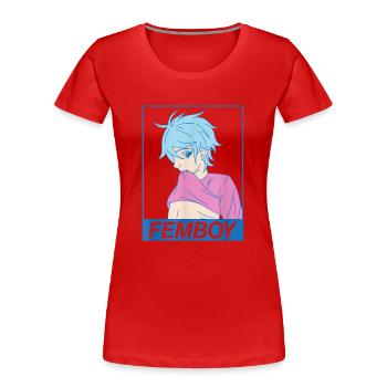 Anime Gay Boy Yaoi Design pour un femboy - T-shirt bio Premium Femme - rouge - Devant - Mia (176cm)