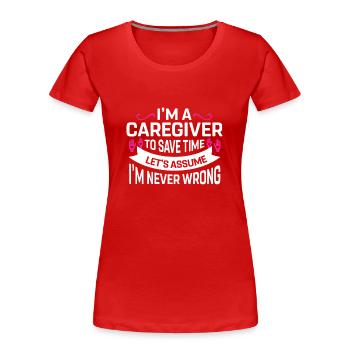 Infirmière soignante - T-shirt bio Premium Femme - rouge - Devant - Mia (176cm)