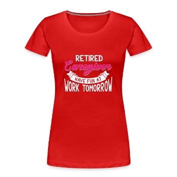 Infirmière soignante - T-shirt bio Premium Femme - rouge - Devant - Mia (176cm)