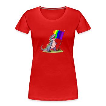 Lustiger Dinosaurier LGBT Community Stolz Lesbisch Schwul - Frauen Premium Bio T-Shirt - Rot - Vorne - Mia (176cm)