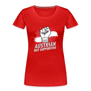 Pas autrichien mais favorable à l’Autriche Pays du drapeau - T-shirt bio Premium Femme - rouge - Devant - Mia (176cm)