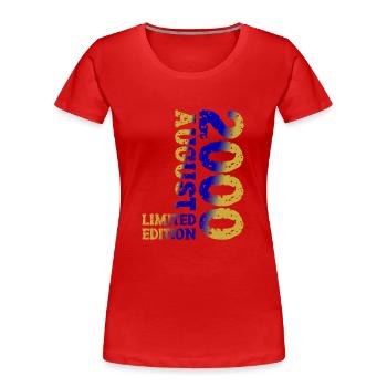 2000 August Limited Edition 23. Geburtstag Outfit - Frauen Premium Bio T-Shirt - Rot - Vorne - Mia (176cm)