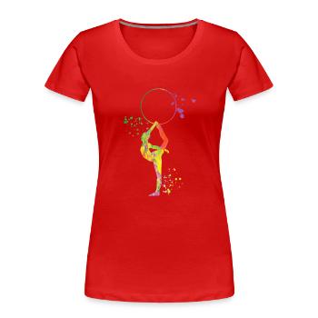 Gymnastin Mit Keulen Rhythmische Sportgymnastik - Frauen Premium Bio T-Shirt - Rot - Vorne - Mia (176cm)