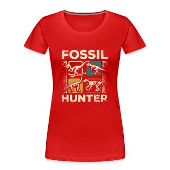 Dinosaur Fossil Hunter Digger pour paléontologue - T-shirt bio Premium Femme - rouge - Devant - Mia (176cm)