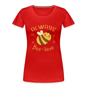 Immer Bee-Lieve | Niedliche Imkerbiene - Frauen Premium Bio T-Shirt - Rot - Vorne - Mia (176cm)