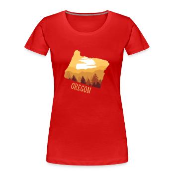 Oregon - T-shirt bio Premium Femme - rouge - Devant - Mia (176cm)