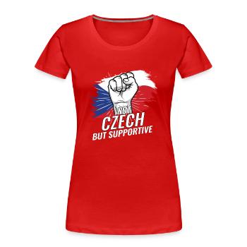 Not Czech But Supportive Czech Republic Flag - Frauen Premium Bio T-Shirt - Rot - Vorne - Mia (176cm)
