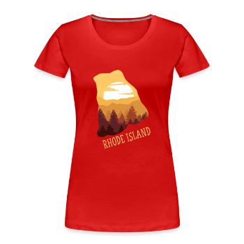 Rhode Island - Frauen Premium Bio T-Shirt - Rot - Vorne - Mia (176cm)