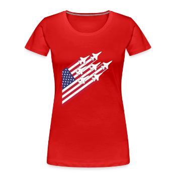 USA-Flagge und Kampfjets - Frauen Premium Bio T-Shirt - Rot - Vorne - Mia (176cm)