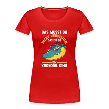 Krokodile - Frauen Premium Bio T-Shirt - Rot - Vorne - Mia (176cm)