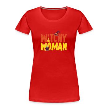 Sorcière Femme Drôle Halloween Sorcière Femmes Sorcières - T-shirt bio Premium Femme - rouge - Devant - Mia (176cm)