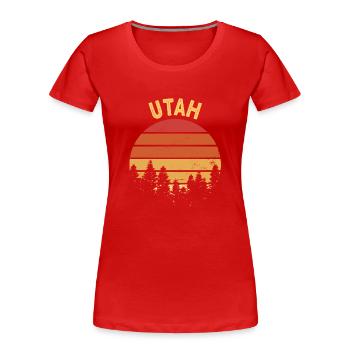 Utah - Frauen Premium Bio T-Shirt - Rot - Vorne - Mia (176cm)