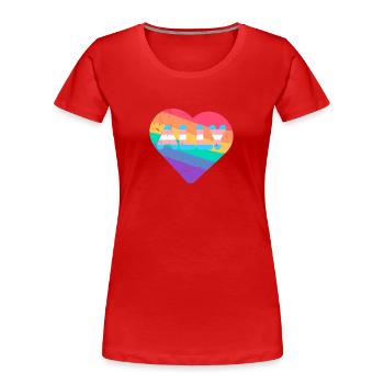 Ally Rainbow Flag Herz für LGBT-Transgender-Wortspiel - Frauen Premium Bio T-Shirt - Rot - Vorne - Mia (176cm)