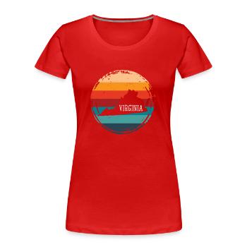 Virginia - Frauen Premium Bio T-Shirt - Rot - Vorne - Mia (176cm)