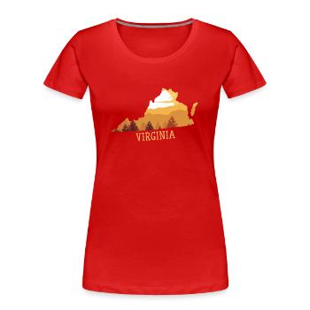 Virginia - Frauen Premium Bio T-Shirt - Rot - Vorne - Mia (176cm)