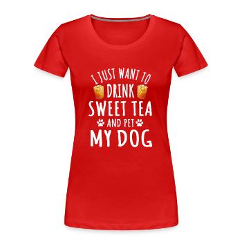 Thé sucré et chiens - T-shirt bio Premium Femme - rouge - Devant - Mia (176cm)