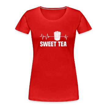 Grand cadeau Sweet Tea Glass Heartbeat - T-shirt bio Premium Femme - rouge - Devant - Mia (176cm)