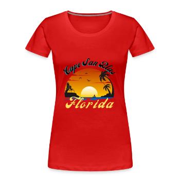 Cap San Blas Floride Coucher de soleil Vacances Vintage Soleil - T-shirt bio Premium Femme - rouge - Devant - Mia (176cm)