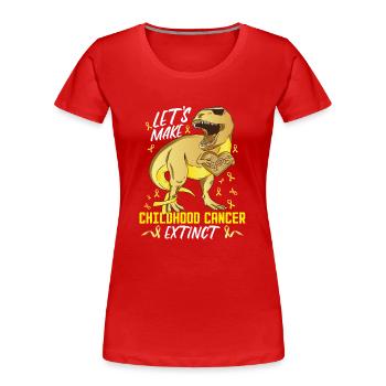 Lasst uns Krebs im Kindesalter ausrotten lassen - Frauen Premium Bio T-Shirt - Rot - Vorne - Mia (176cm)