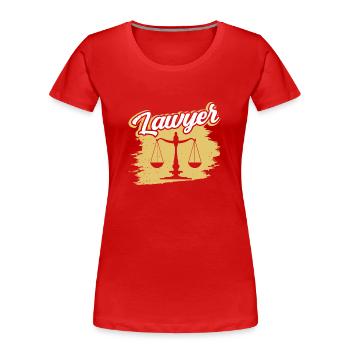 Diplôme d’avocat en droit - T-shirt bio Premium Femme - rouge - Devant - Mia (176cm)