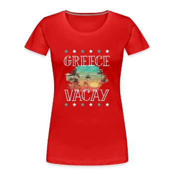 Grèce Vacances - T-shirt bio Premium Femme - rouge - Devant - Mia (176cm)
