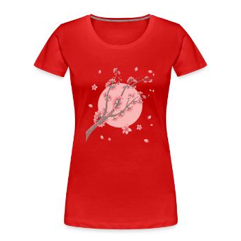 Japanese Moon Sakura Gift Cherry Blossoms - Women's Premium Organic T-Shirt - red - Front - Mia (176cm)