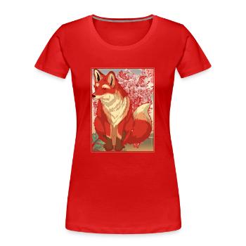 Waldbewohner Sakura Kirschblüten Geschenk Fuchs - Frauen Premium Bio T-Shirt - Rot - Vorne - Mia (176cm)