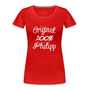 100 % original Philipp - T-shirt bio Premium Femme - rouge - Devant - Mia (176cm)