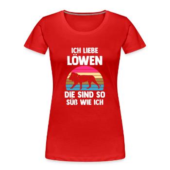 Löwe Löwen - Frauen Premium Bio T-Shirt - Rot - Vorne - Mia (176cm)