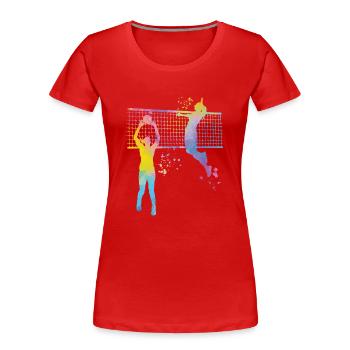 Volleyballspieler Kinder Beachvolleyball - Frauen Premium Bio T-Shirt - Rot - Vorne - Mia (176cm)