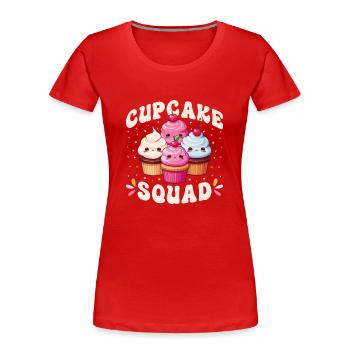 Cupcake Squad Design Kawaii Cupcake Squad - T-shirt bio Premium Femme - rouge - Devant - Mia (176cm)