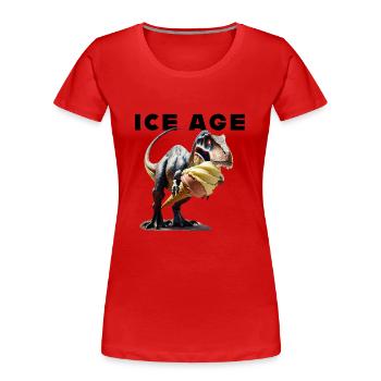 Eiszeit mit Dinosaurier - Frauen Premium Bio T-Shirt - Rot - Vorne - Mia (176cm)