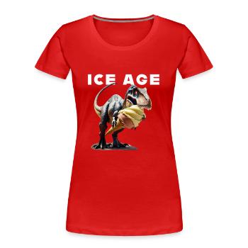 Eiszeit mit Dinosaurier - Frauen Premium Bio T-Shirt - Rot - Vorne - Mia (176cm)