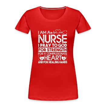 Nurse Nurse Compassionate Heart - Women's Premium Organic T-Shirt - red - Front - Mia (176cm)