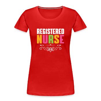 Equipement d’infirmière Rn Soins infirmiers - T-shirt bio Premium Femme - rouge - Devant - Mia (176cm)