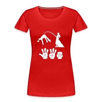 Junggesellenabschied Polterabend JGA Männer - Frauen Premium Bio T-Shirt - Rot - Vorne - Mia (176cm)